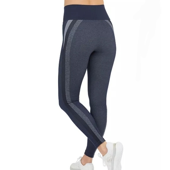 Spanx Look At Me Now Seamless Track Stripe Leggings Blue Navy Haze - Picture 2 of 8